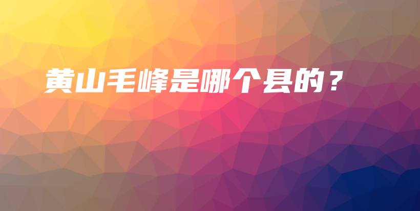 黄山毛峰是哪个县的？插图