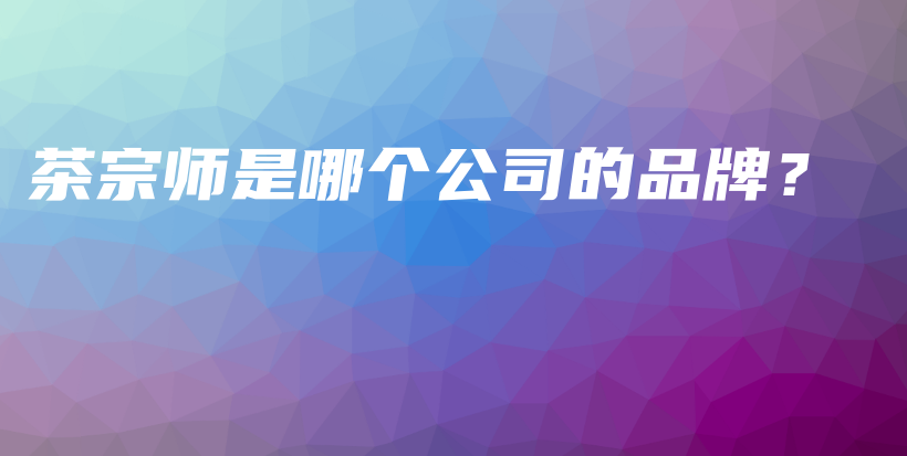 茶宗师是哪个公司的品牌？插图
