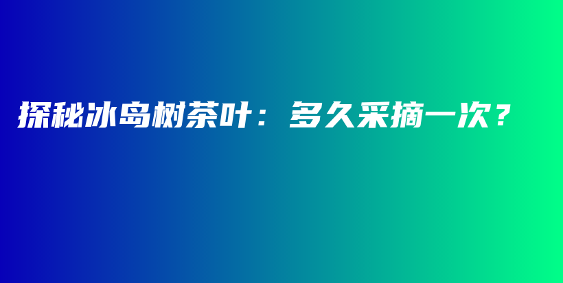 探秘冰岛树茶叶：多久采摘一次？插图
