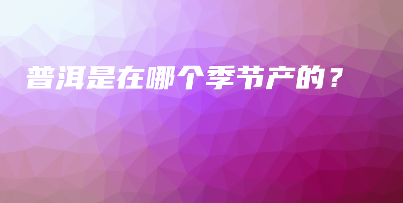 普洱是在哪个季节产的？插图