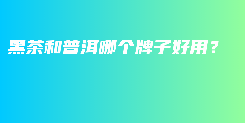 黑茶和普洱哪个牌子好用？插图