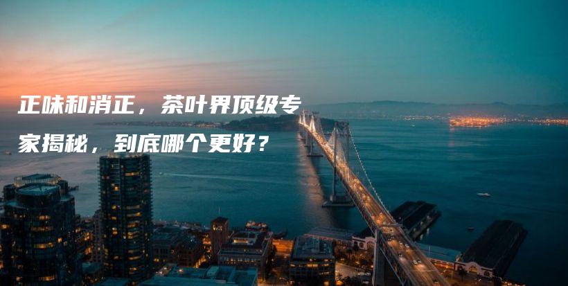 正味和消正，茶叶界顶级专家揭秘，到底哪个更好？插图