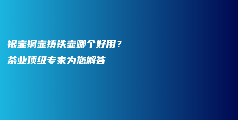 银壶铜壶铸铁壶哪个好用？茶业顶级专家为您解答插图