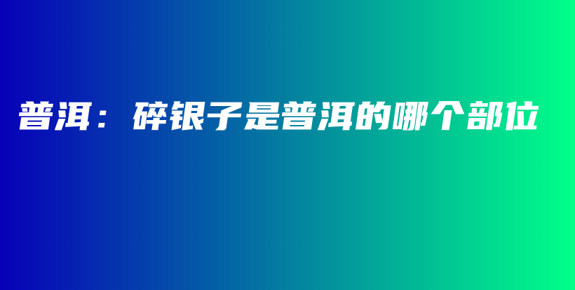 普洱:碎银子是普洱的哪个部位插图 普洱:碎银子是普洱的哪个部位插图