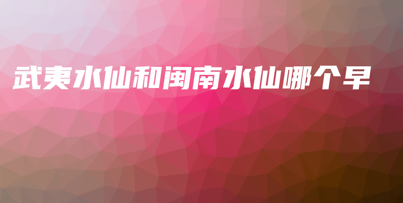 武夷水仙和闽南水仙哪个早插图