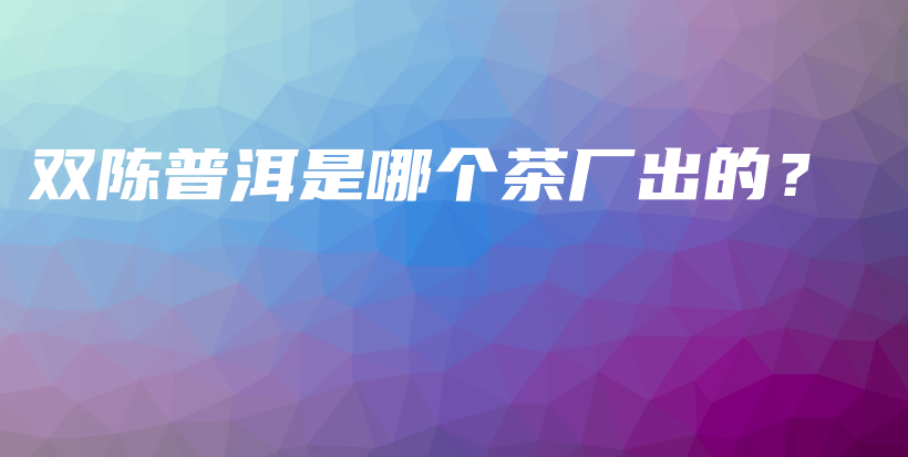 双陈普洱是哪个茶厂出的？插图