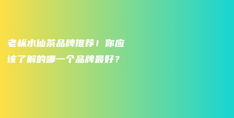 老枞水仙茶品牌推荐！你应该了解的哪一个品牌最好？插图