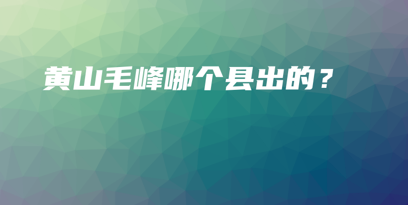 黄山毛峰哪个县出的？插图