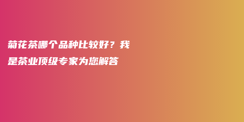 菊花茶哪个品种比较好?我是茶业顶级专家为您解答插图 菊花茶哪个品种比较好?我是茶业顶级专家为您解答插图