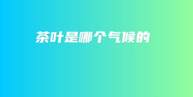 茶叶是哪个气候的插图 茶叶是哪个气候的插图
