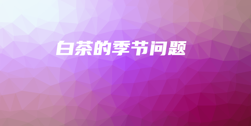 白茶的季节问题插图 白茶的季节问题插图