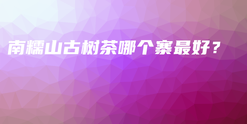 南糯山古树茶哪个寨最好？插图