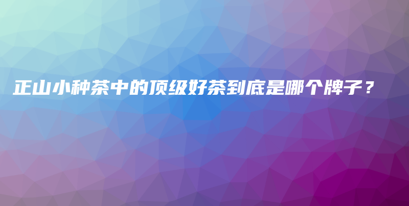 正山小种茶中的顶级好茶到底是哪个牌子？插图