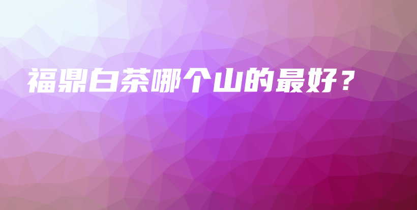 福鼎白茶哪个山的最好？插图