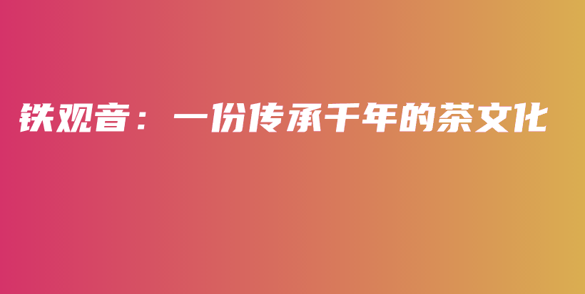 铁观音：一份传承千年的茶文化插图