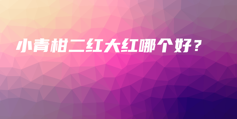 小青柑二红大红哪个好？插图