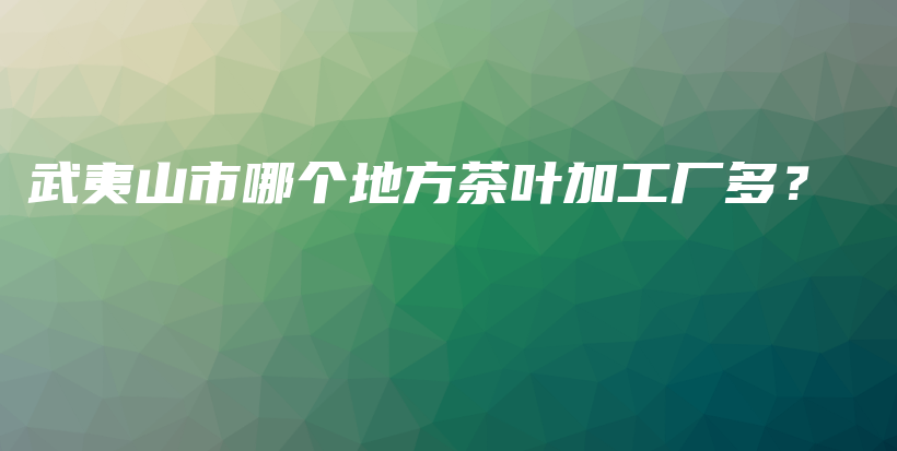 武夷山市哪个地方茶叶加工厂多？插图