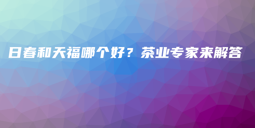 日春和天福哪个好？茶业专家来解答插图