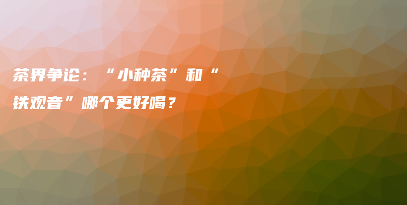 茶界争论：“小种茶”和“铁观音”哪个更好喝？插图