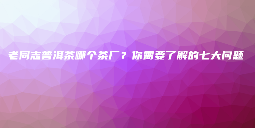 老同志普洱茶哪个茶厂？你需要了解的七大问题插图