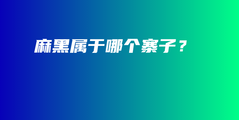 麻黑属于哪个寨子？插图