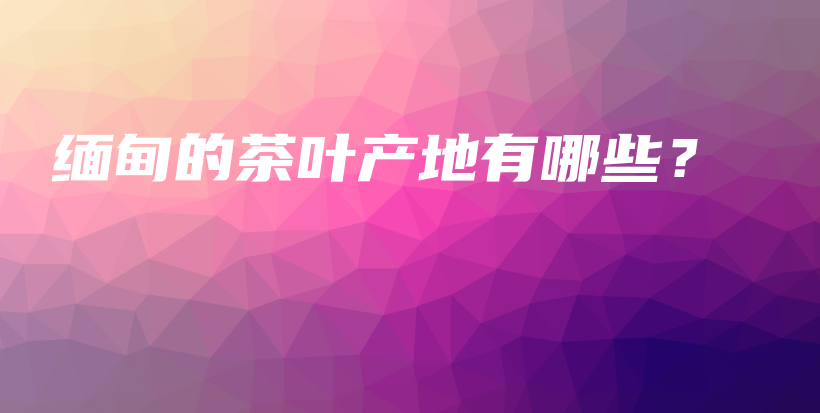 缅甸的茶叶产地有哪些?插图 缅甸的茶叶产地有哪些?插图