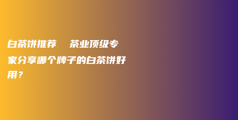 白茶饼推荐  茶业顶级专家分享哪个牌子的白茶饼好用？插图
