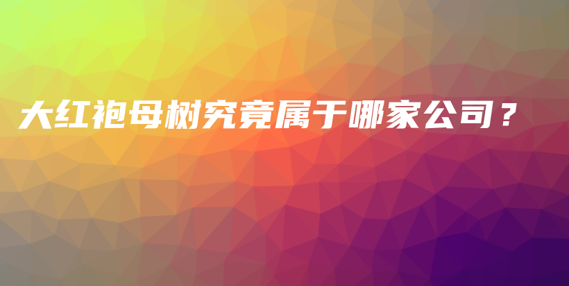 大红袍母树究竟属于哪家公司？插图