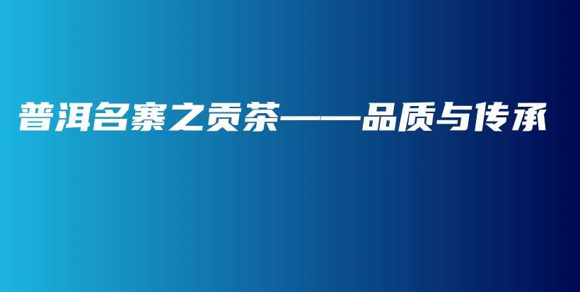 普洱名寨之贡茶——品质与传承插图