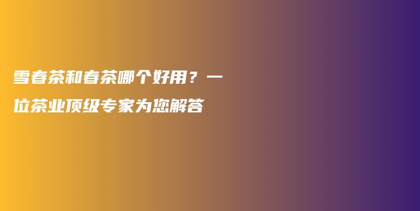 雪春茶和春茶哪个好用？一位茶业顶级专家为您解答插图