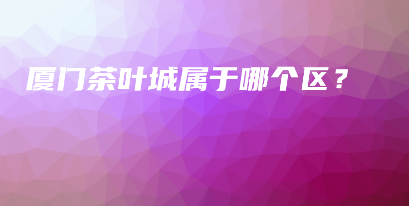 厦门茶叶城属于哪个区？插图