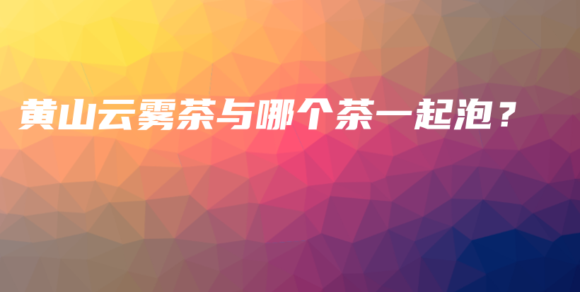 黄山云雾茶与哪个茶一起泡？插图