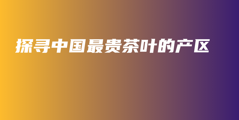 探寻中国最贵茶叶的产区插图