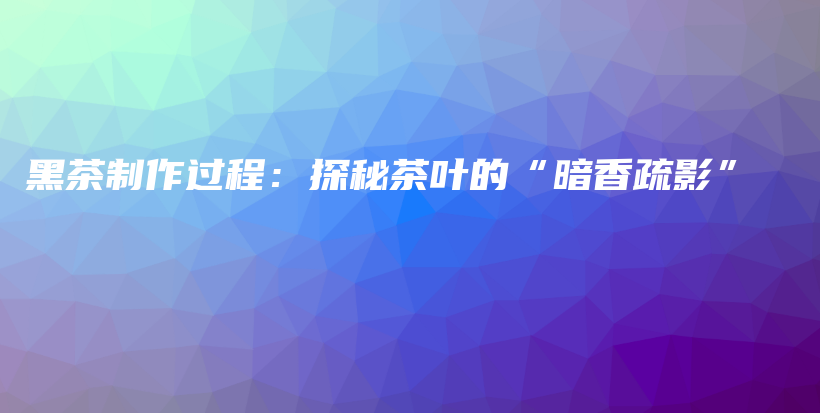 黑茶制作过程：探秘茶叶的“暗香疏影”插图