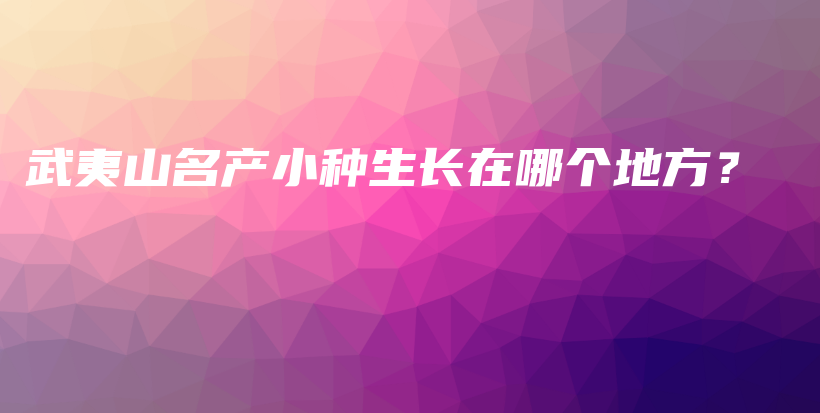 武夷山名产小种生长在哪个地方？插图
