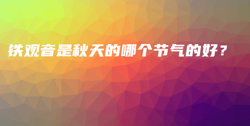 铁观音是秋天的哪个节气的好？插图