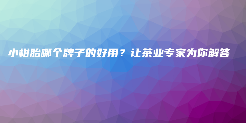 小柑胎哪个牌子的好用？让茶业专家为你解答插图