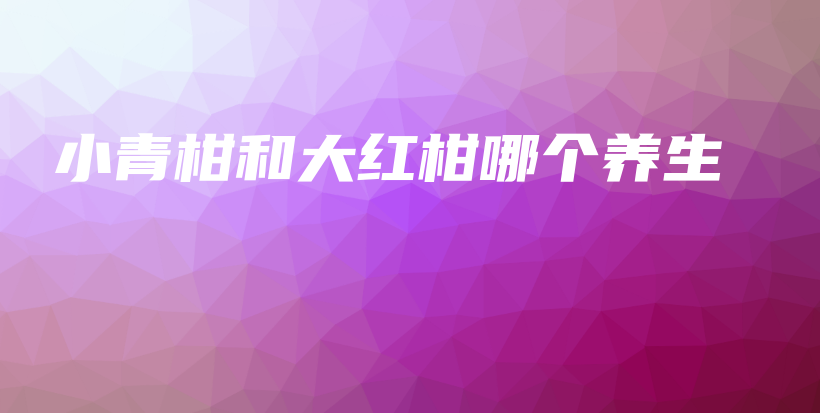小青柑和大红柑哪个养生插图