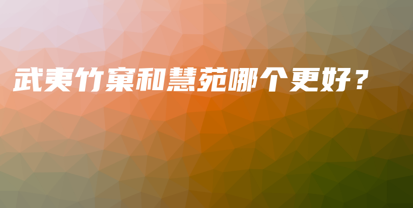 武夷竹窠和慧苑哪个更好？插图