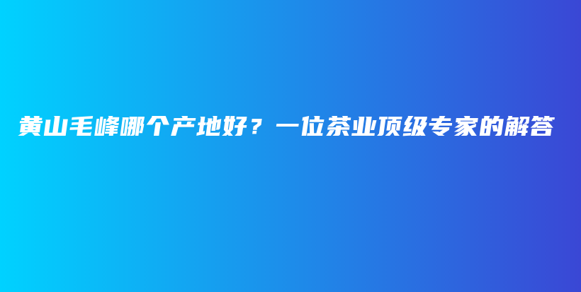 黄山毛峰哪个产地好？一位茶业顶级专家的解答插图